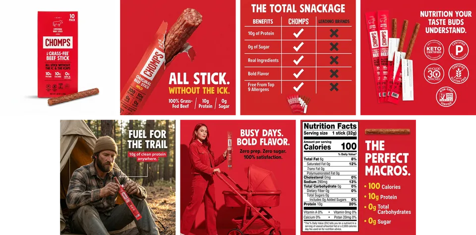 7 Chomps product listing visuals designed by Pixii AI