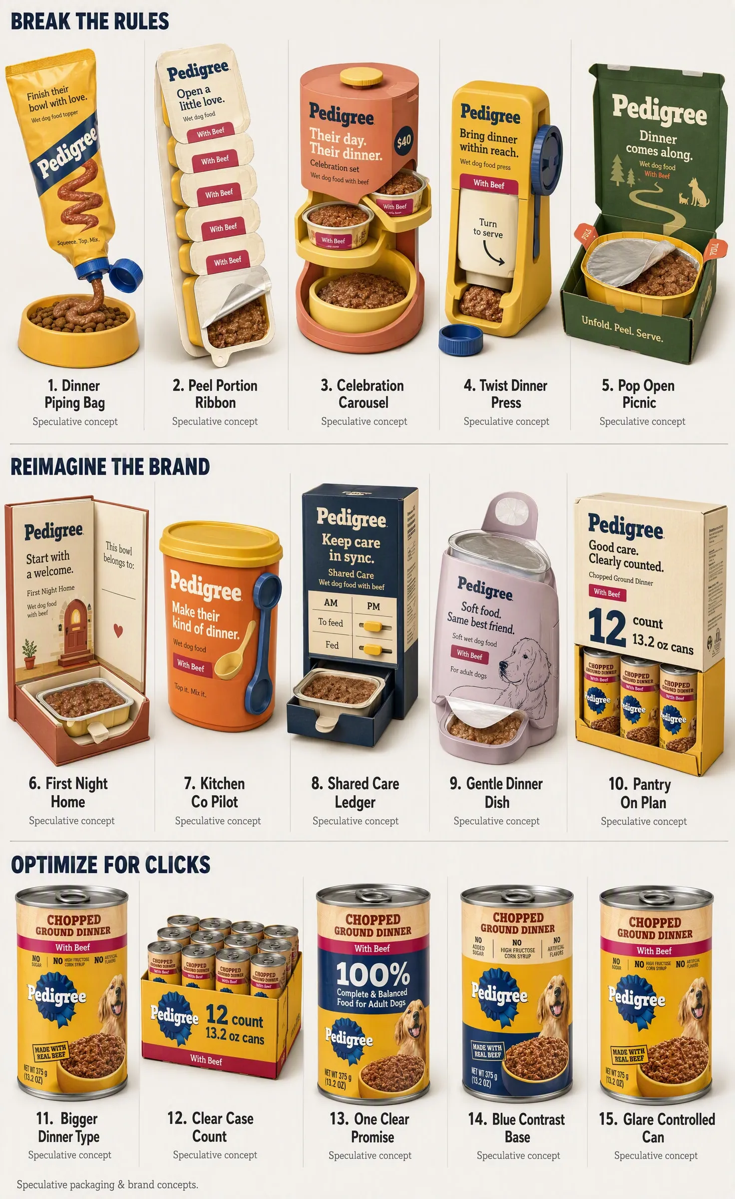 Pedigree dog food packaging idea: a tiered dinner carousel for wet dog food