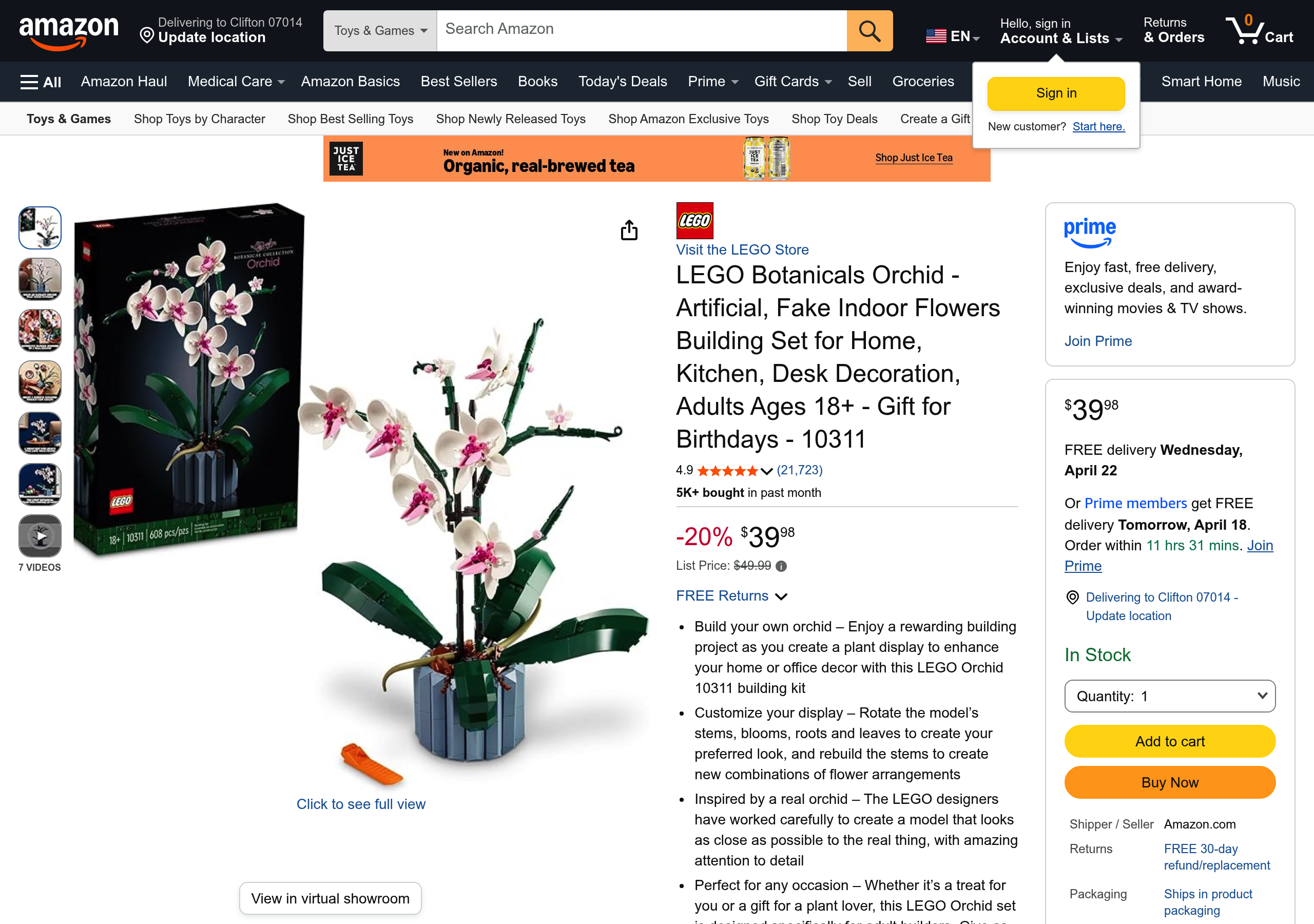 Current Amazon listing