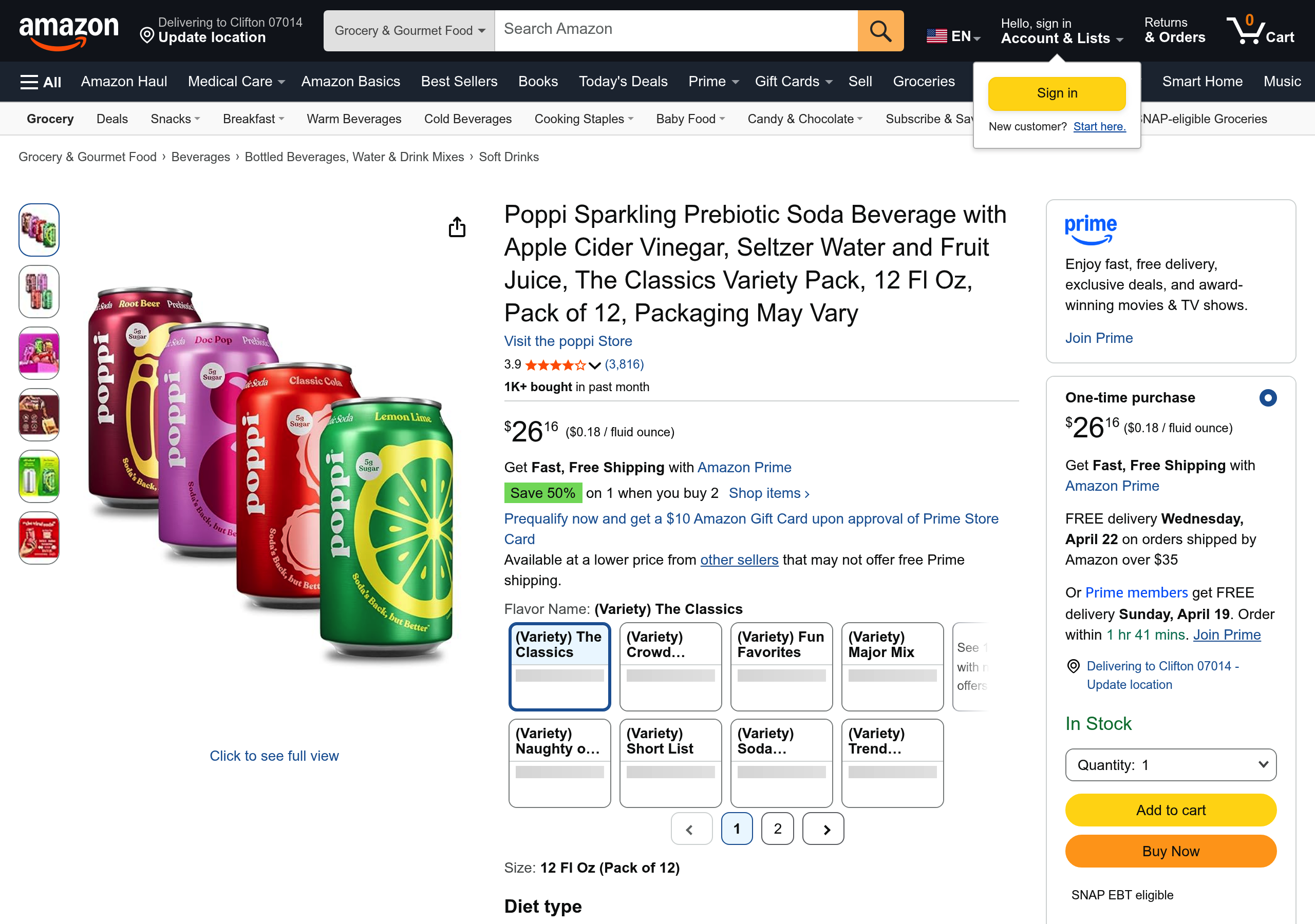 Current Amazon listing