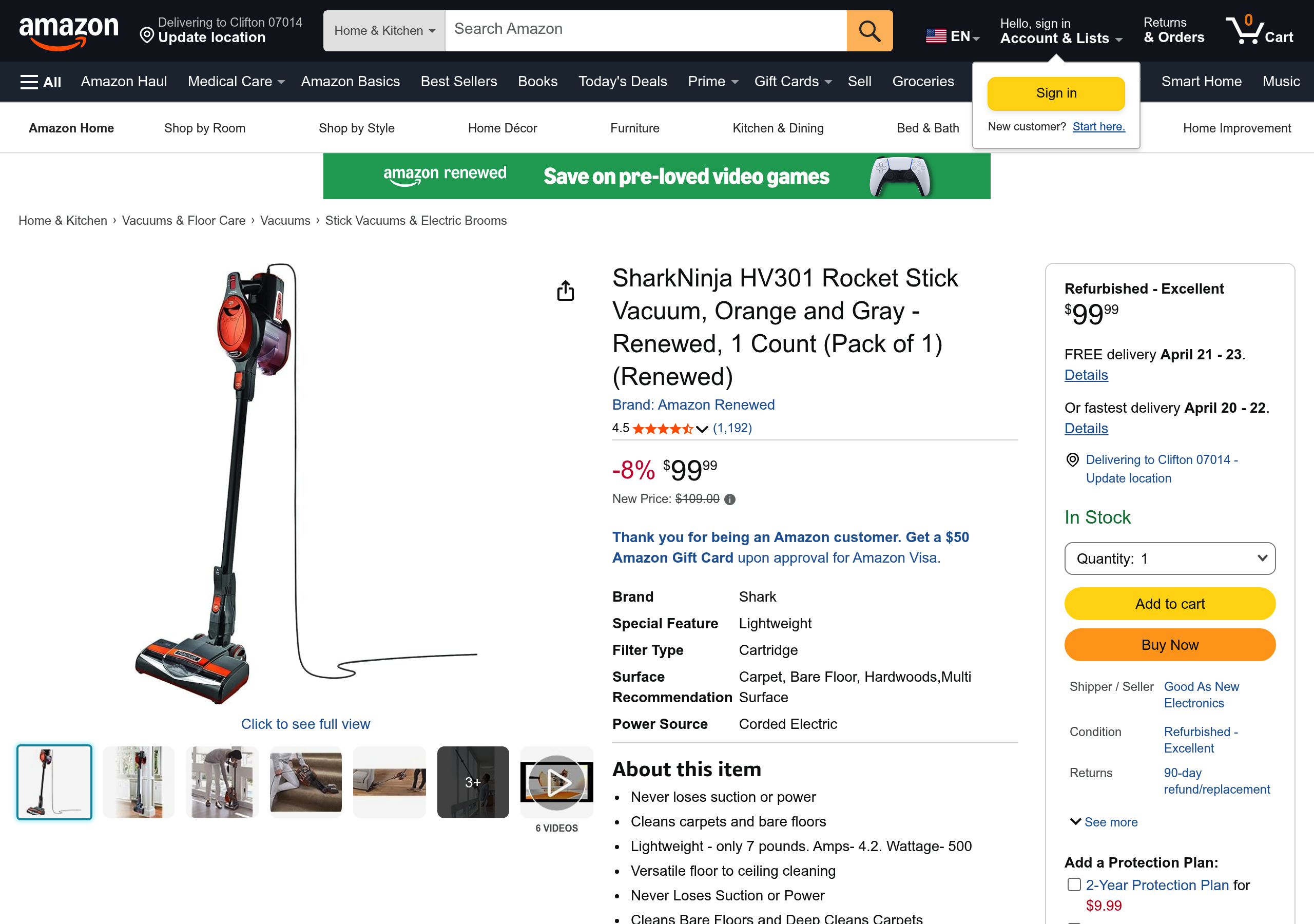 Current Amazon listing